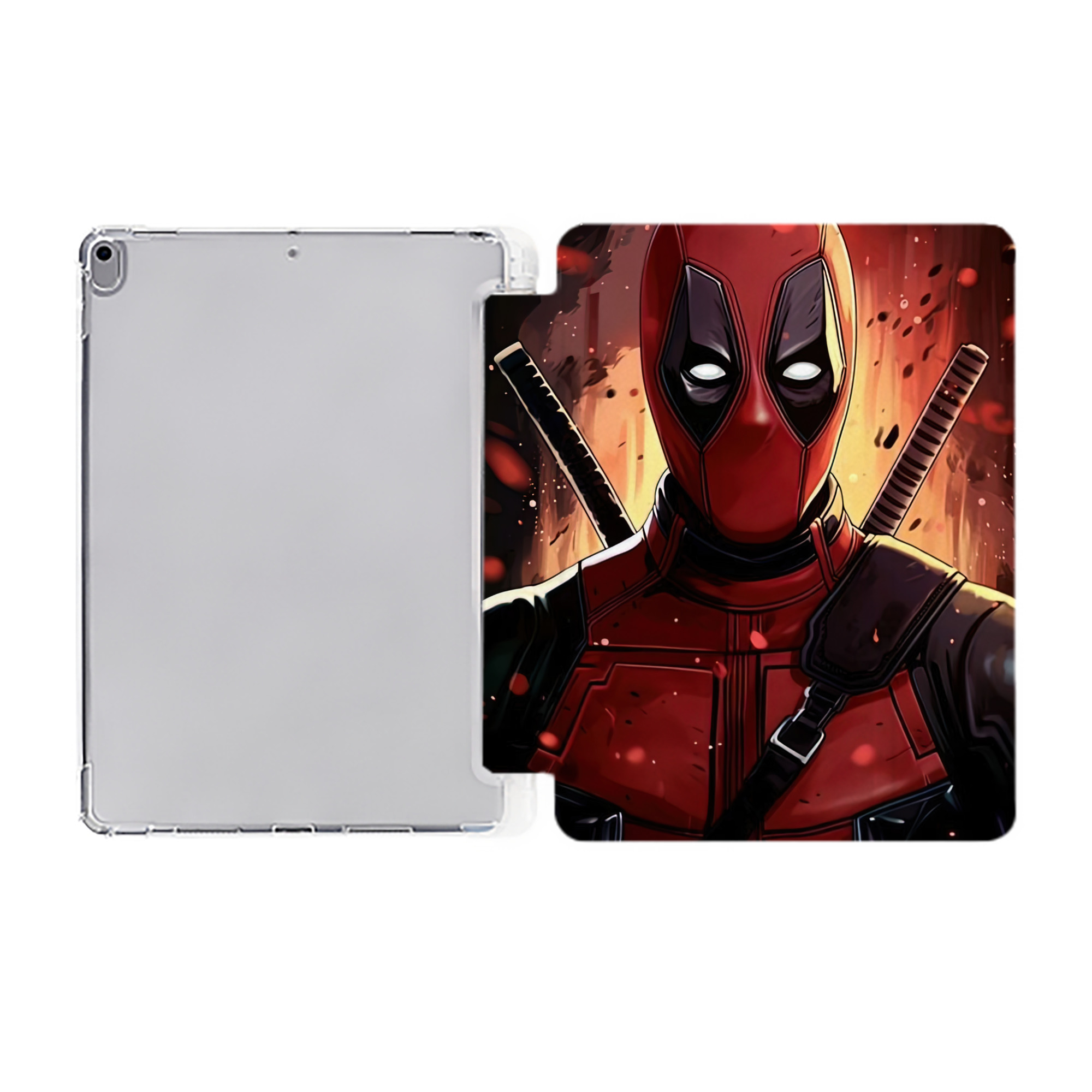 （画像用） Deadpool デッドプール IPad ケース ペン収納付き 三つ折りスタンド PUレザー×シリコン 対応機種9.5/10.5/10.9インチ
